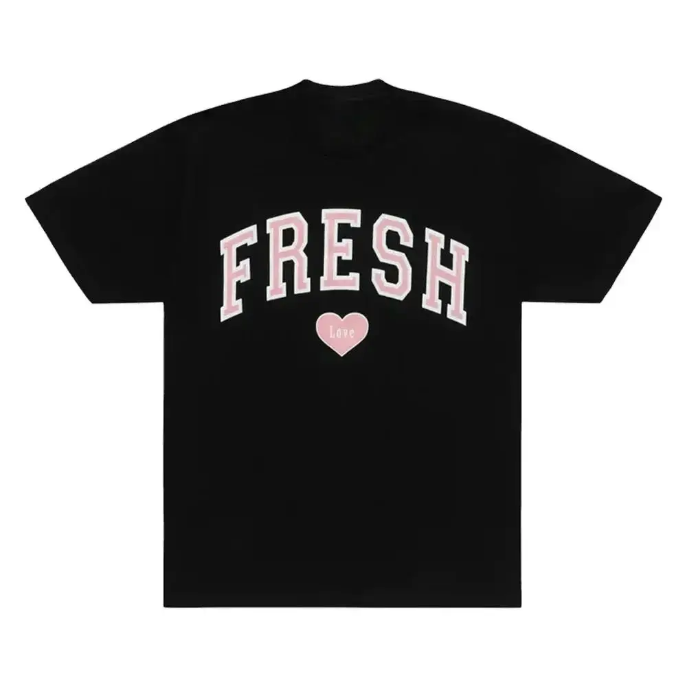 Fresh Love Varsity T-shirt Crewneck Short Sleeve Harajuku Streetwear Fashion Clothes Casual Loose Print T Shirts Unisex