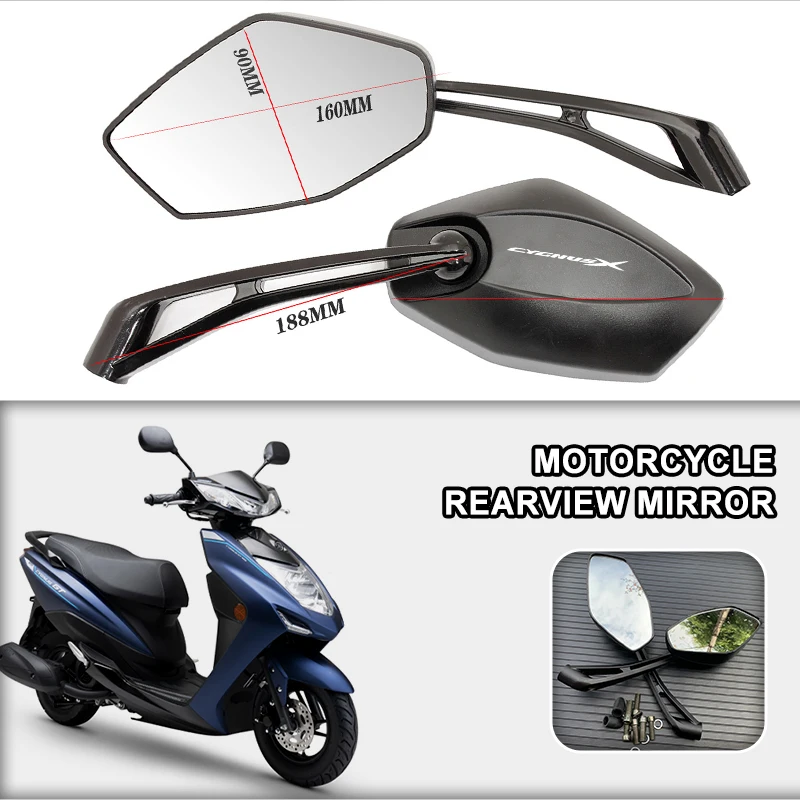 Motorcycle Rearview Mirror HD Wide-Angle 360° Rotating Handlebar Mount For YAMAHA CYGNUSX 125 CYGNUS X 125 SMAX 155 BWS R