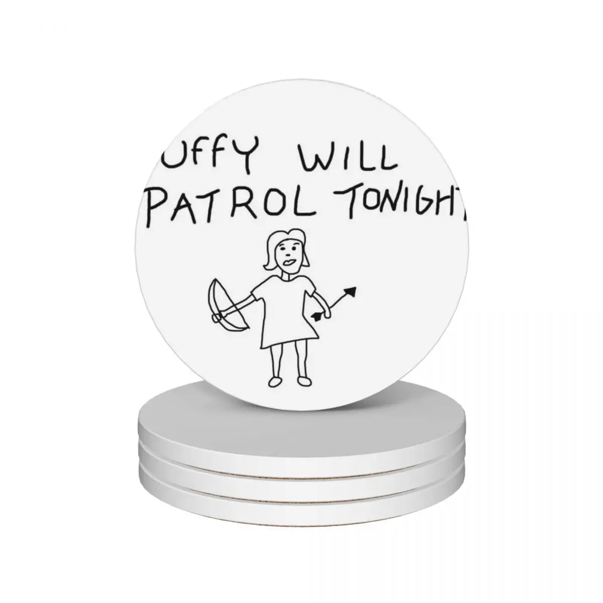 

Buffy Will Patrol Tonight Ceramic Coasters (Set of 4) drink set for table customized Coasters