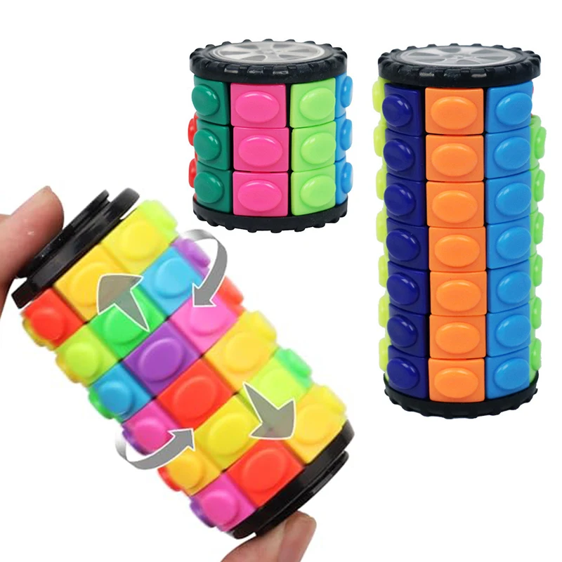 Children's Colorful Puzzle 3D Magic Tower Corn Cube Cylindrical Magic Tower Rotating Creative Intelligence Stress Relief Toy