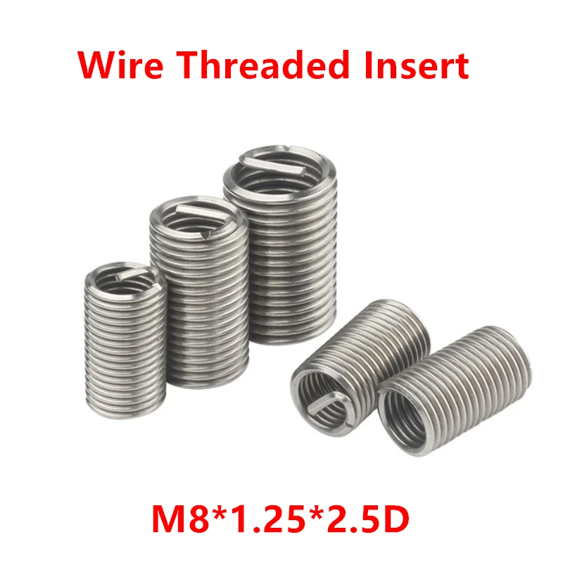 

100pcs M8*1.25*2.5D Wire Thread Insert, m8x2.5D Wire screw sleeve, M8 Screw Bushing Helicoil Wire Thread Repair Inserts SUS304