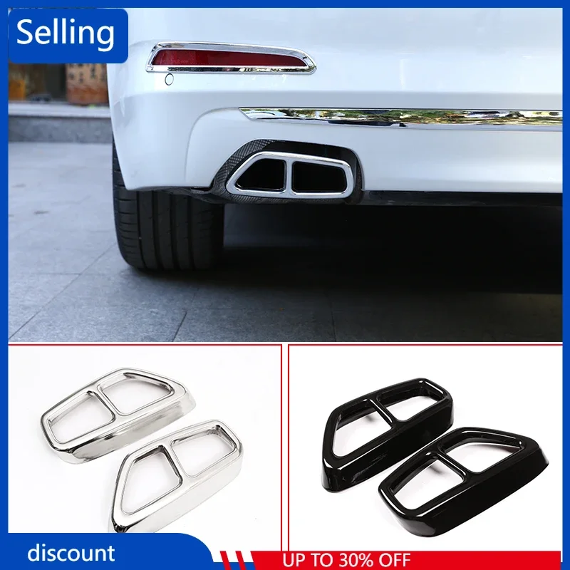 Stainless Steel Car Tail Muffler Exhaust Pipe Output Cover Trim For BMW 5 Series G30 G31 G38 528li 530li 2018-2021 Accessories