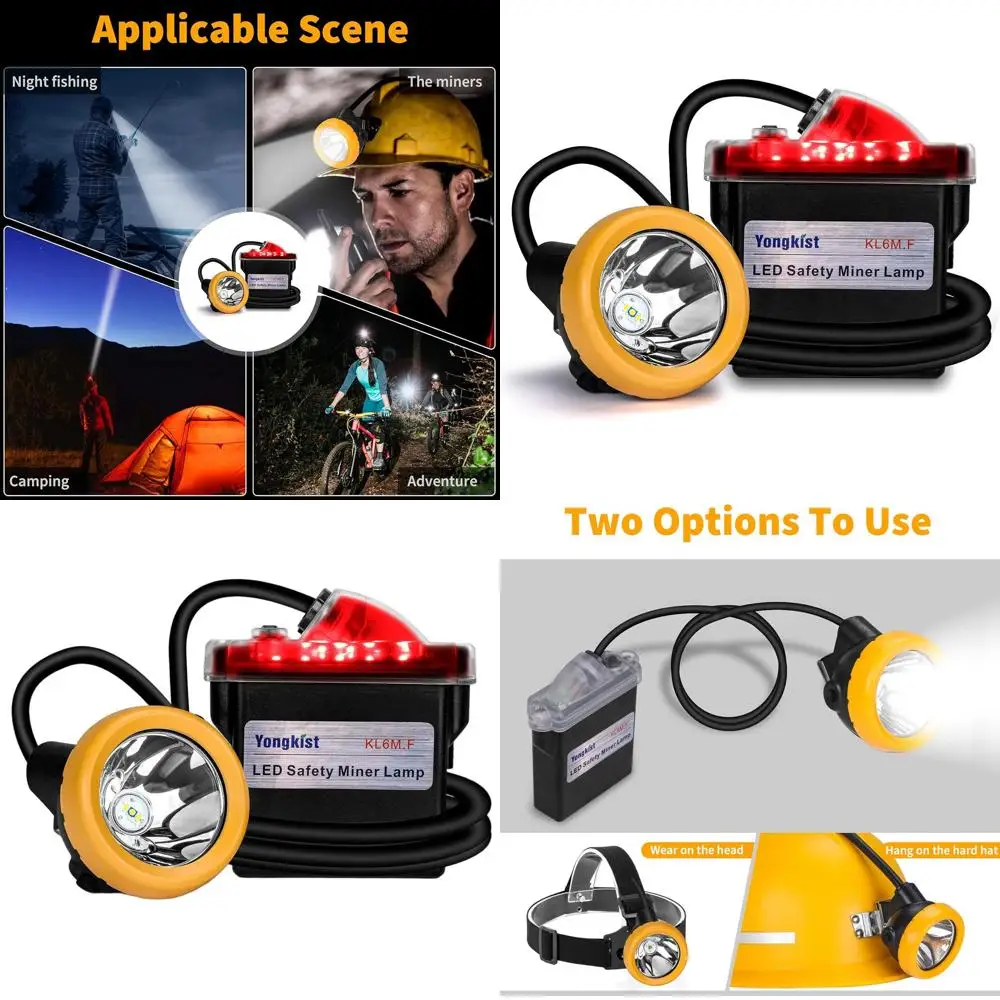 

Portable LED Headlamp for Mining, Bright Safety Light with 3 LEDs and Battery, Waterproof Head Torch for Caving, Tunneling, Outd