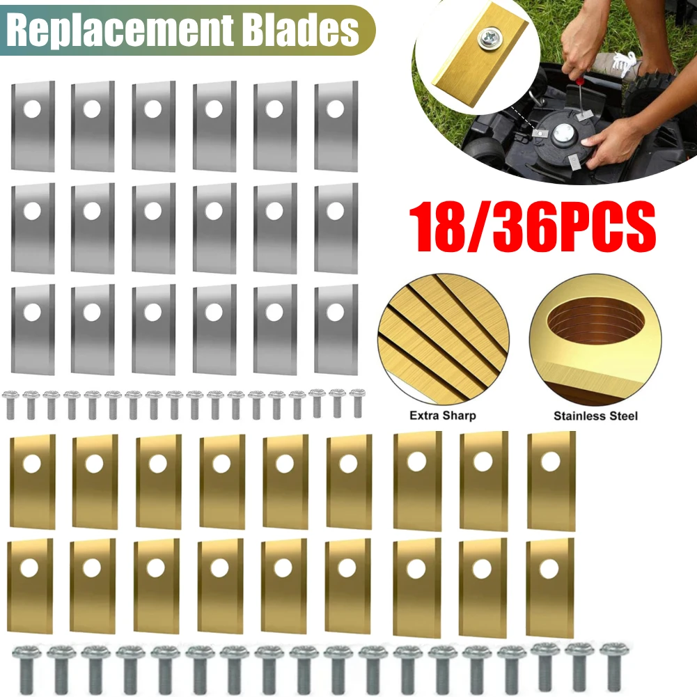 

18/36 шт. сменные лезвия из нержавеющей стали, набор режущих лезвий для газонокосилки с одним отверстием для Worx Landroid