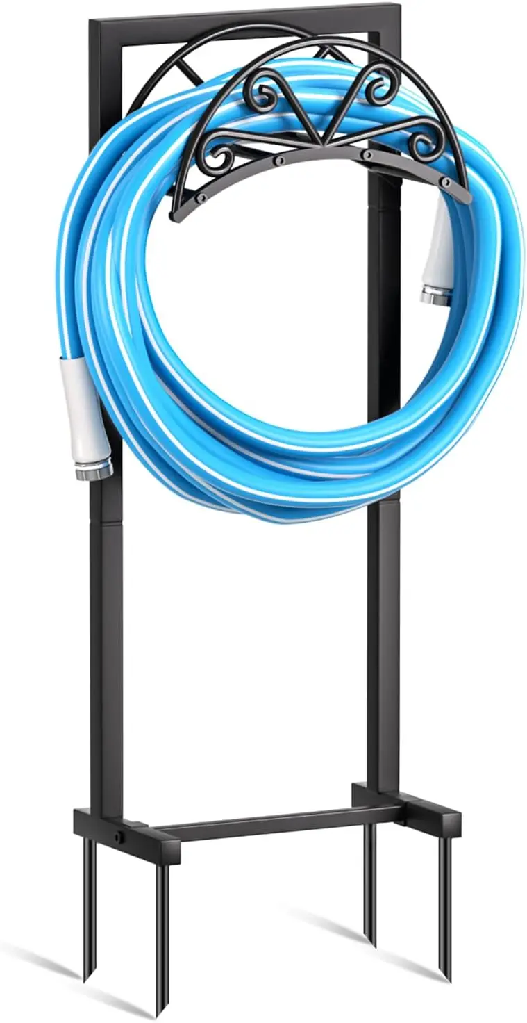 

Сверхмощный отдельно стоящий держатель садового шланга для наружного двора, вмещает шланг до 160 футов, металлическая подставка