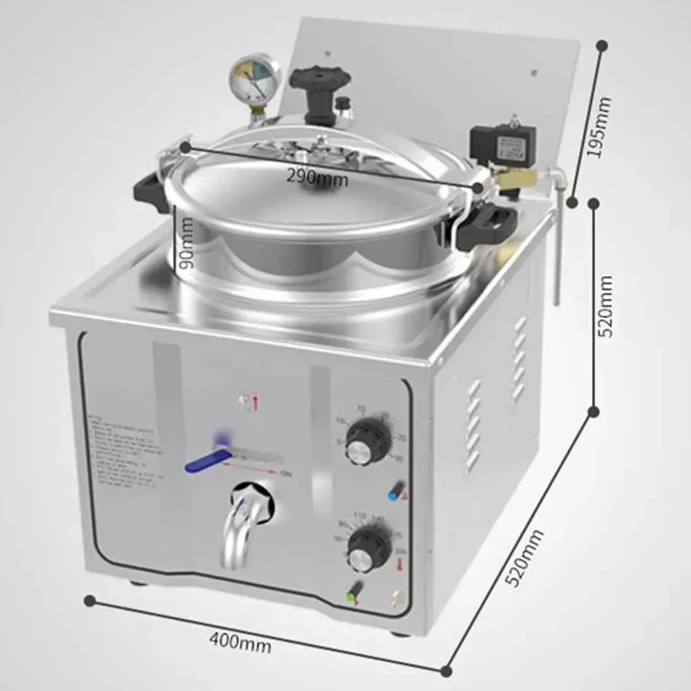 Electric Deep Fryer Commercial Pressure Fryer Cooking PanFrying Chicken Equipment Friteuse Professionnelle. 16L
