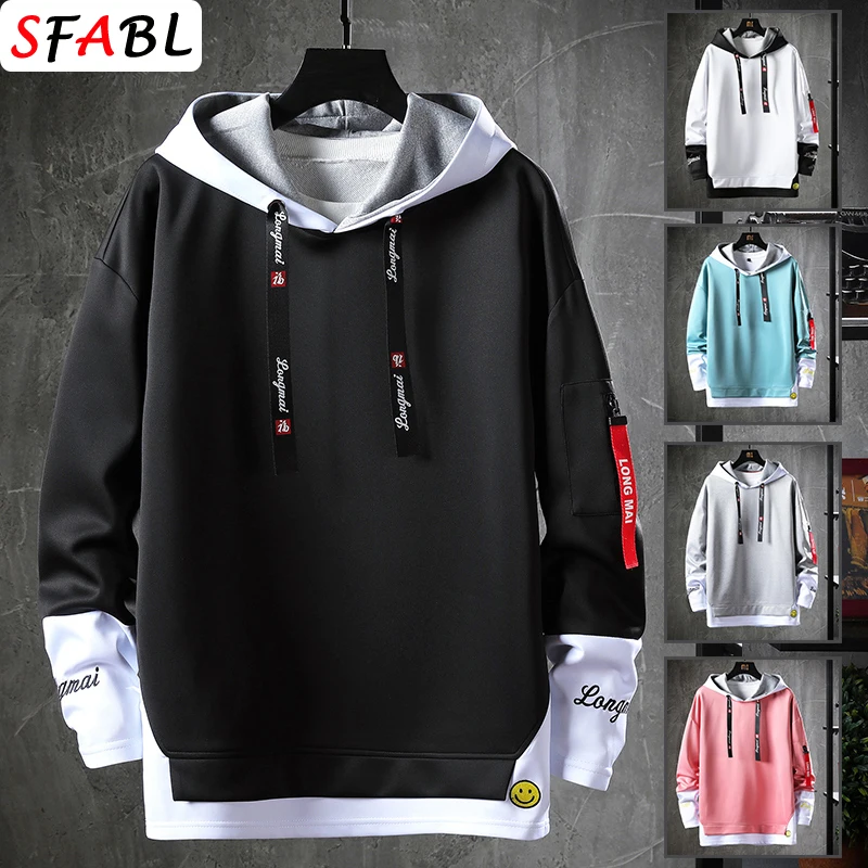 Nova moda masculina hoodies hip hop com capuz moletom masculino topo streetwear casual ao ar livre respirável pullovers moda