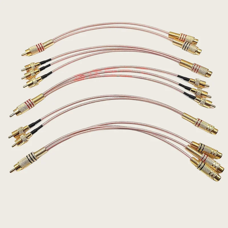 RCA to 2X 3X RCA Male Female Y-shaped splitter combiner tail fiber RG316 cable AV adapter power amplifier audio cable