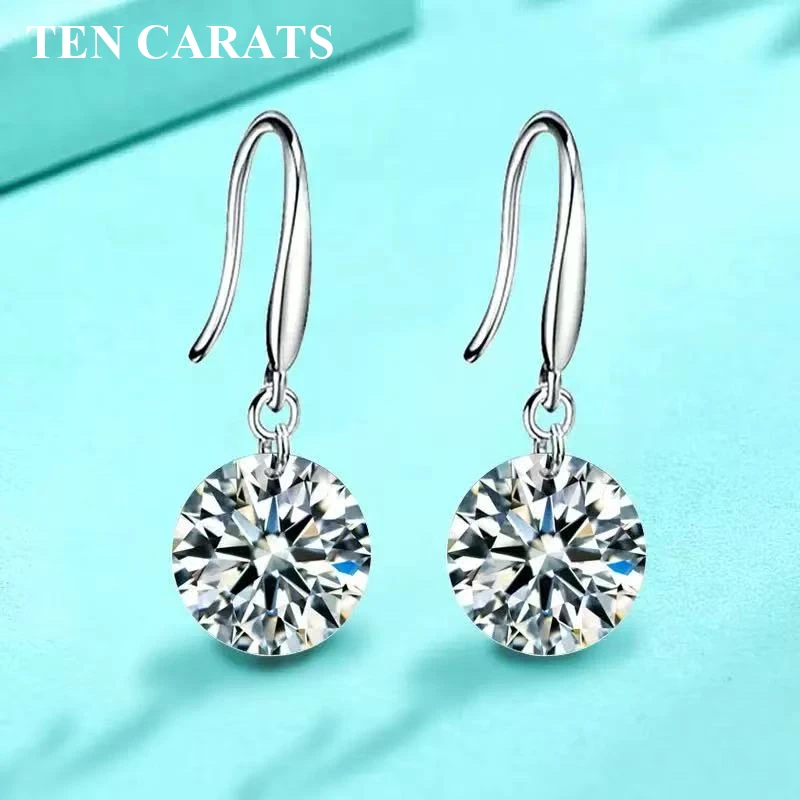 

TEN CARATS 1-2CT GAR Moissanite Earrings for Women 925 Sterling Silver Sparkling Studs Classic Design Fine Jewelry Gift