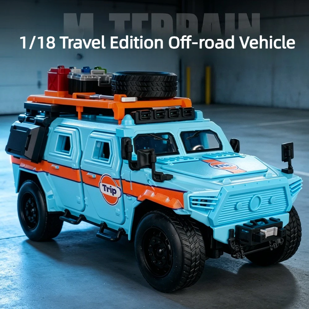 

1:18 Dongfeng Warriors Gulf Oil Travel Edition Alloy Car Model Pull Back Sound and Light Diecast Alloy Car Model Collectible
