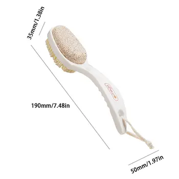 2 v 1 pemzový kartáč na nohy s rukojetí, exfoliační odstraňovač odumřelé kůže, masážní kartáč, nástroj na pedikúru, unisex 8 nejlepší prodej škrábadlo na nohy - №5