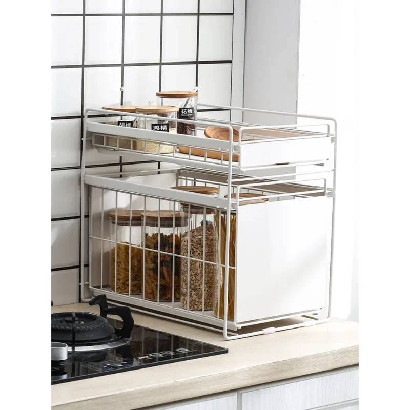 Multifunctional Storage Rack Kitchen Spice Rack Under Sink Storage Shelf Bathroom Toiletries Cabinet Home Organizer Holder