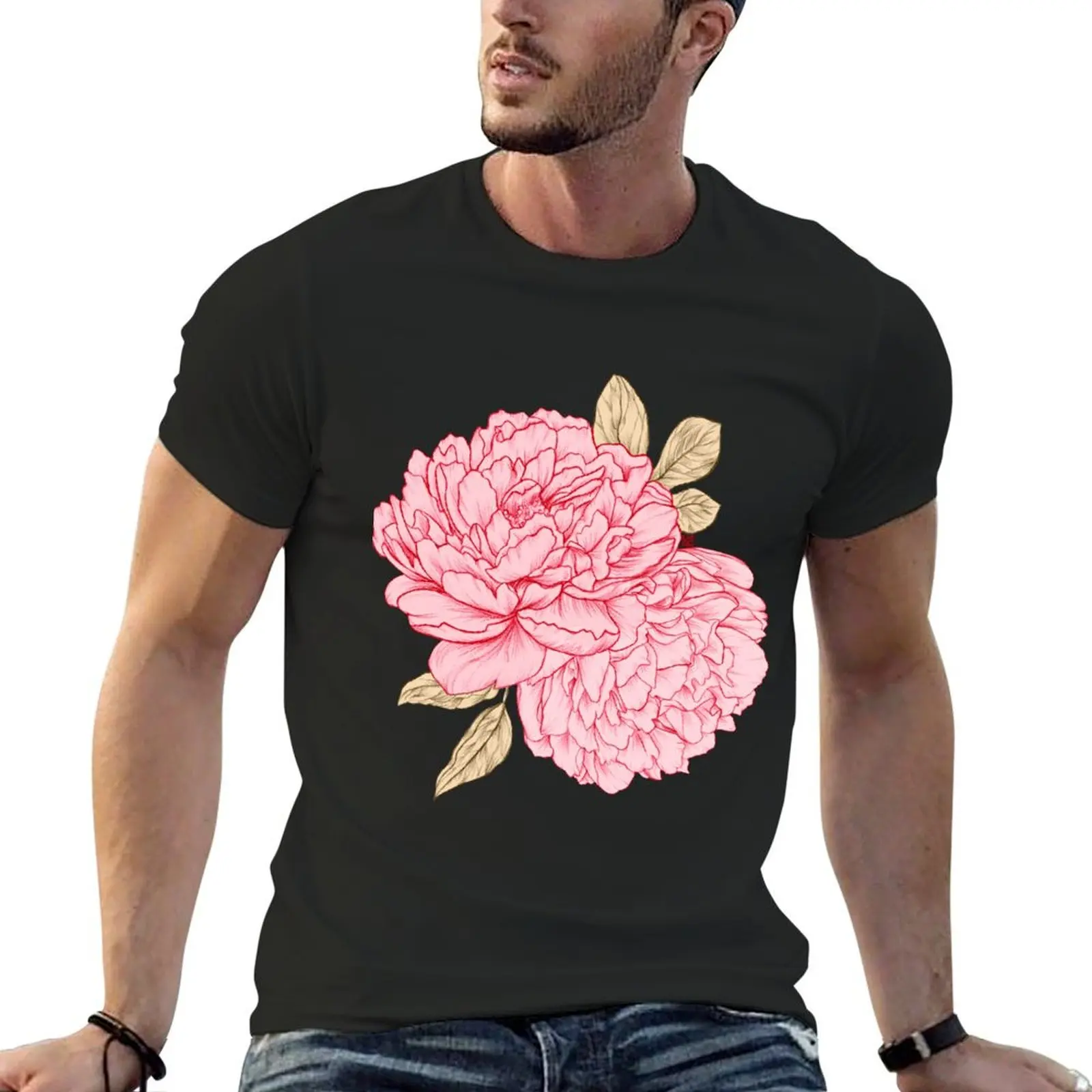 Pink Peonies T-Shirt funnys summer clothes mens clothing