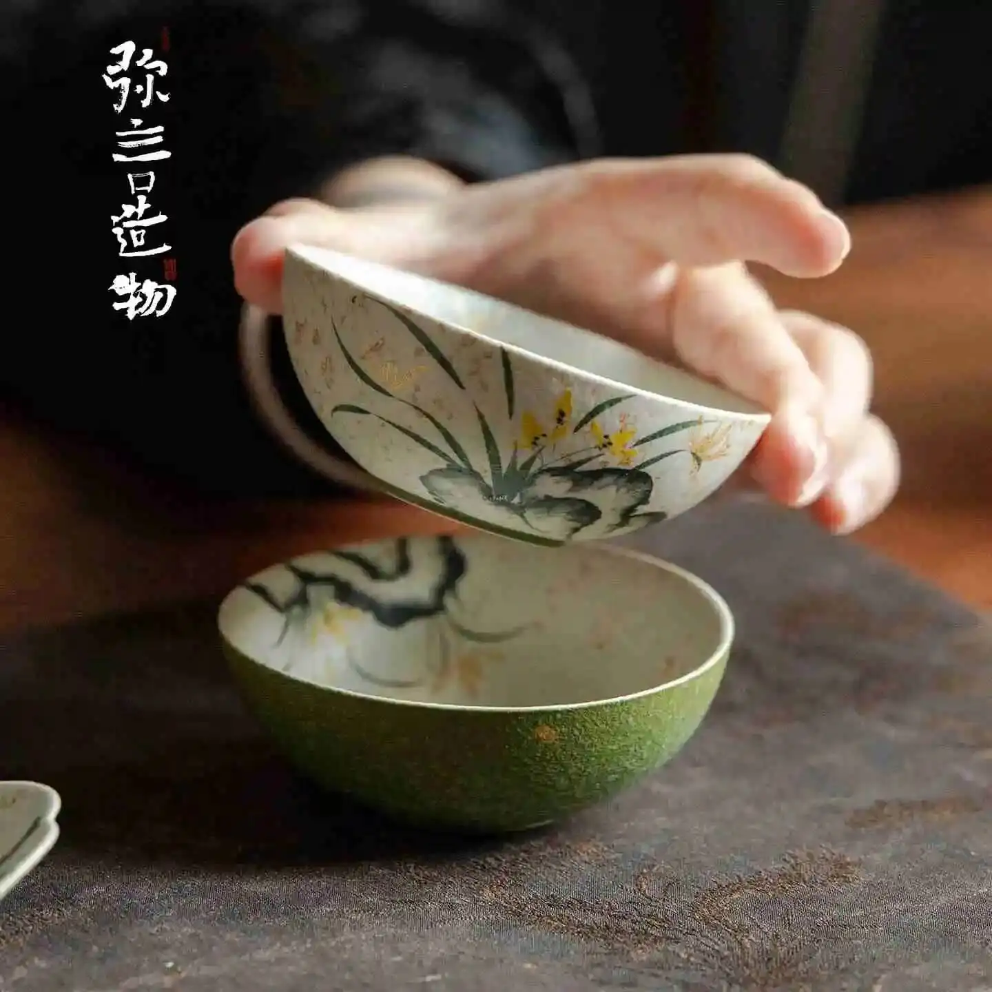 Caramel Glaze Hand-painted Orchid Ceramic Large Master Cup Round Mouth Tea Cup, Personal Single-use Teacup Чайная чашка
