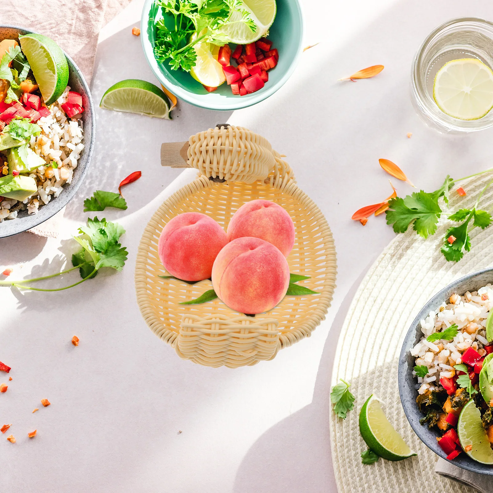 

1Pcs Snack Storage Basket Creative Safe PP Material Home Decorative Container Fruit Snacks Afternoon Tea Woven