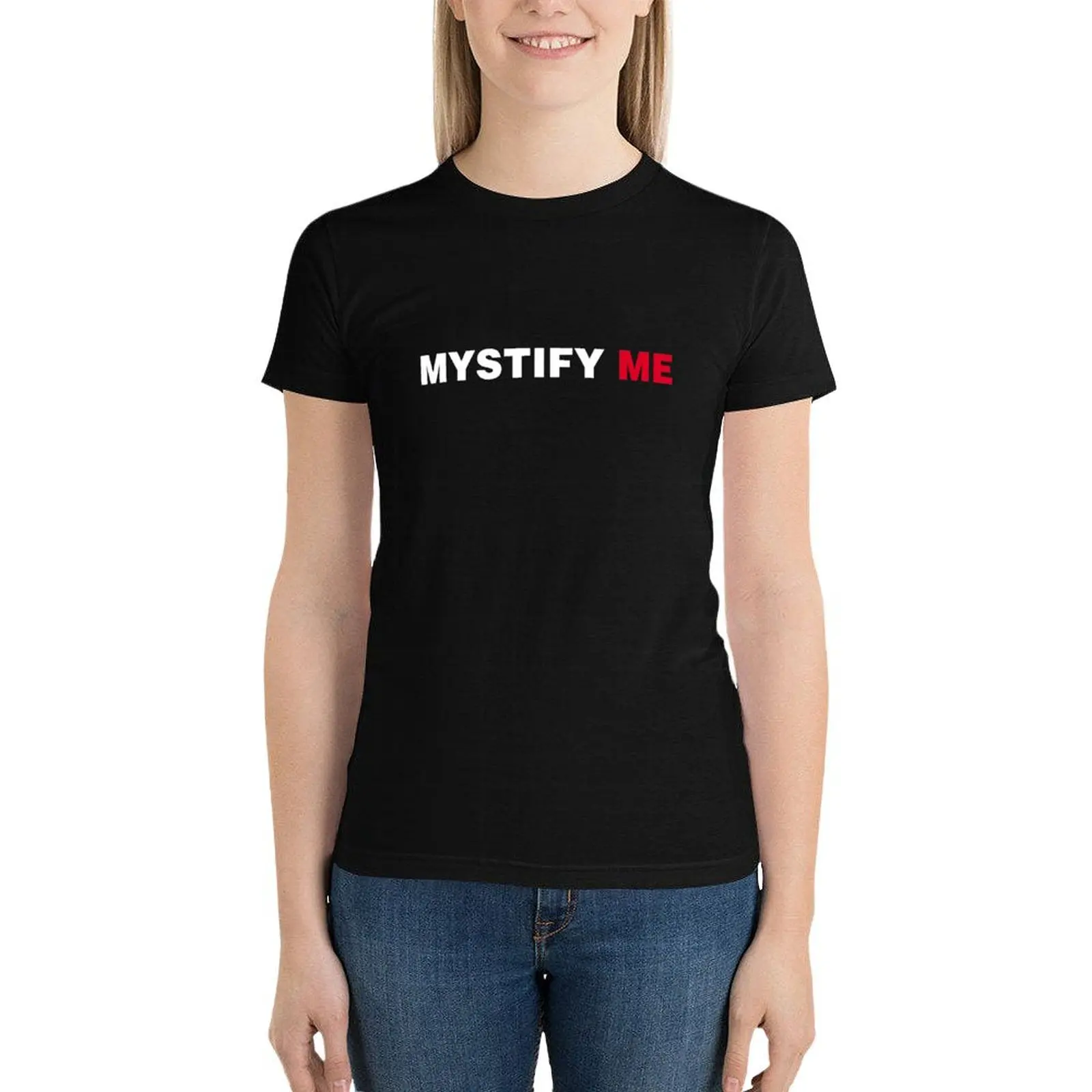 mystify me, white T-Shirt korean fashion tees hippie clothes aesthetic clothes t-shirts for Women loose fit