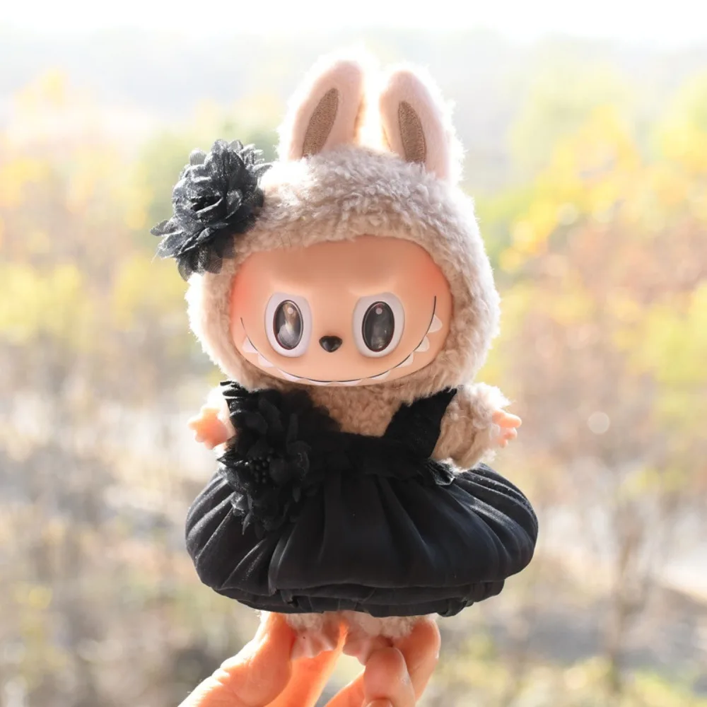 ل 15/17 سنتيمتر Labubu ملابس دمى الزي غطاء الرأس تنورة فستان الدمى اكسسوارات الجلوس حفلة عيد الميلاد هدية عيد ميلاد اللعب