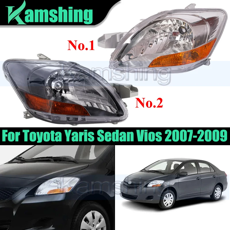 1pair Front Bumper Headlight For Toyota Yaris Sedan Vios 2007-2009 Front Head Light Headlamp Head Lamp
