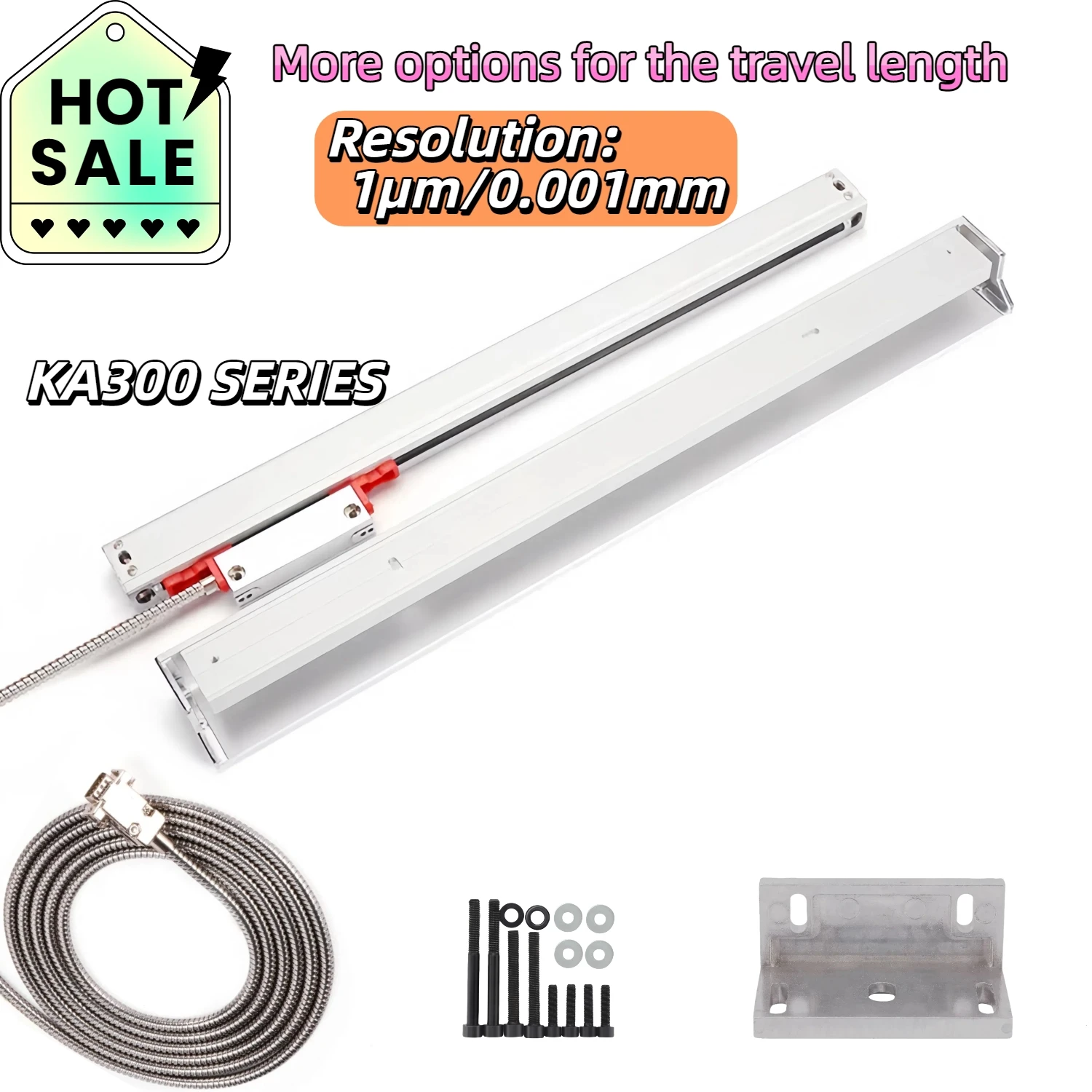 

KA-300 0,001 мм (1 мкм) оптическая решетка линейка датчик тонкий линейный энкодер шкала для токарного станка DRO фрезерный станок TTL 70 мм ~ 420 мм