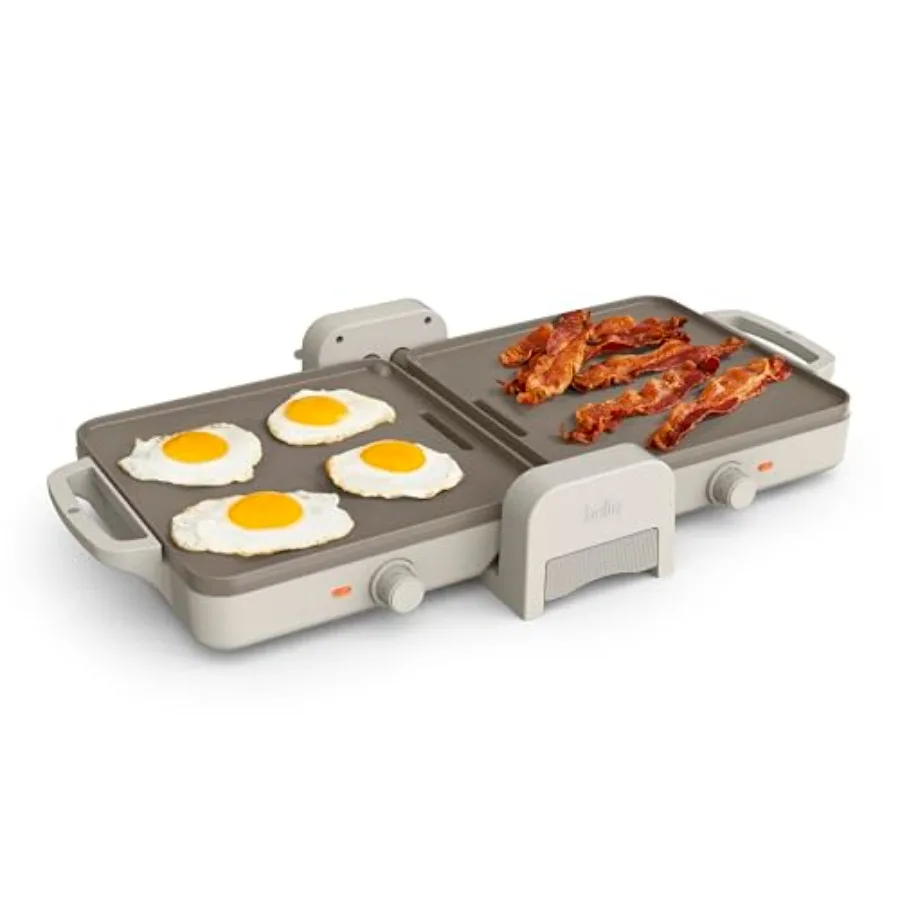 

10"x 20" Ceramic Fold-n-Store Dual Temp Griddle Fits-anywhere Kitchenware EverGood Ceramic Nonstick Coating 2 Temperature Zones