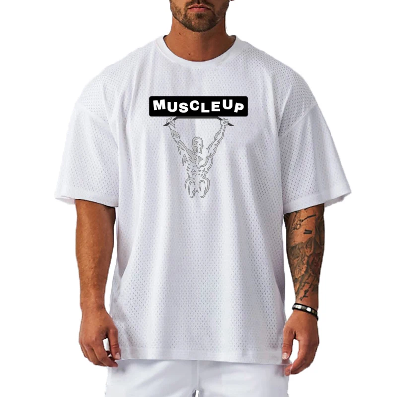 Men's Quick Dry Mesh Running T-Shirts Short Sleeve Cooling Breathable Athletic Gym Workout Exercise Outdoor Jogging Tee Top