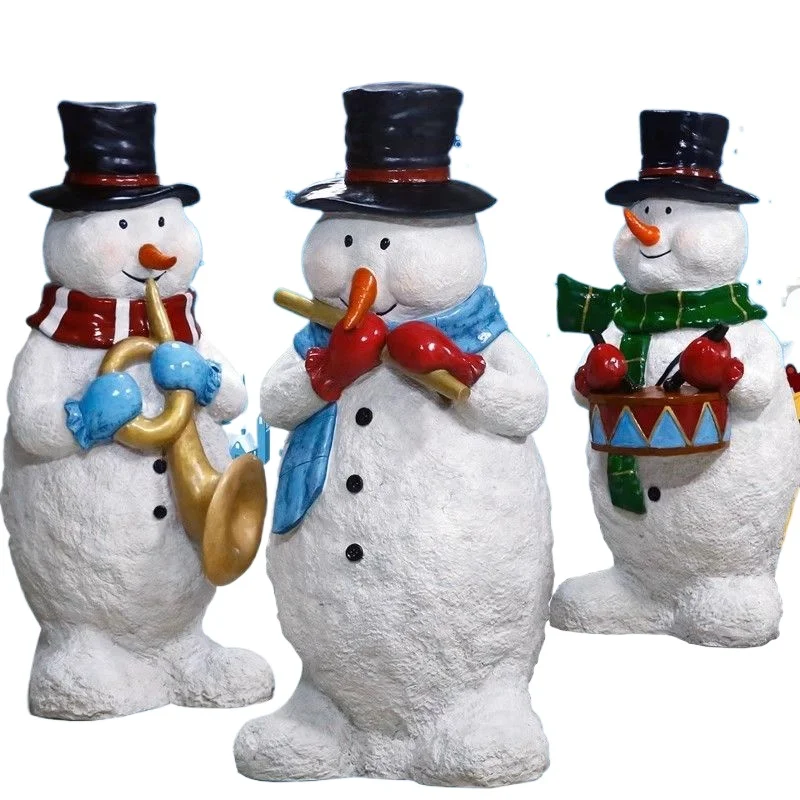 

Christmas snowman sculpture ornament FRP shopping mall ice and snow theme props craftsmanship Mei Chen set landscape decoration
