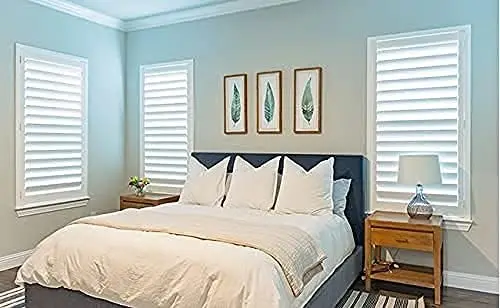 Shutters –Custom Made Window Blinds – No Front Tilt Rod - Easy DIY Installation – Interior Plantation Shutters -Privacy Blinds f