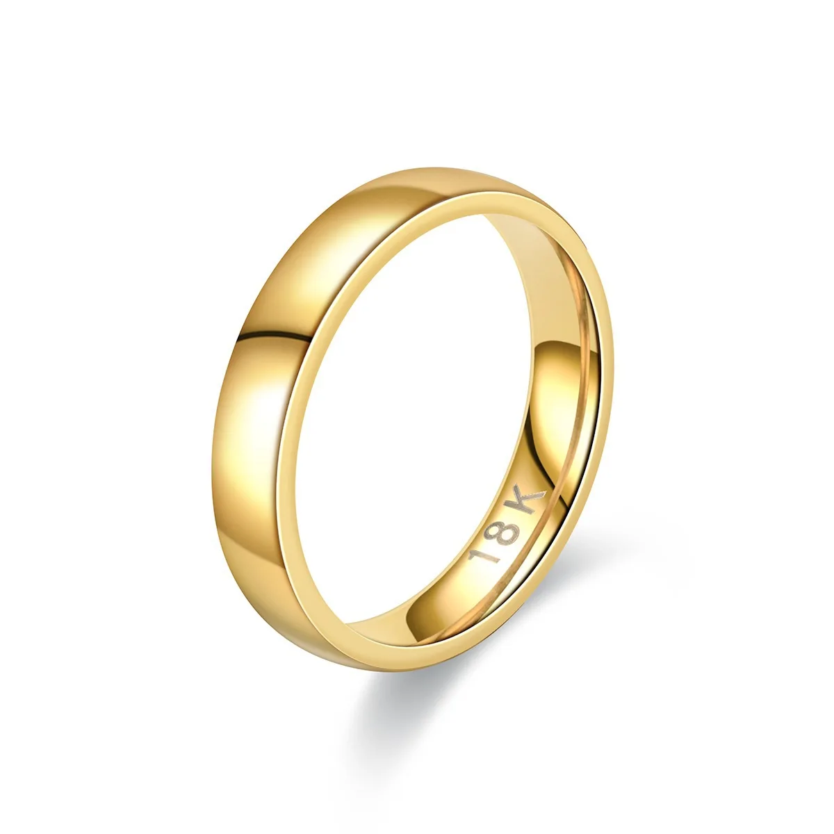 Anillo de acero inoxidable chapado en oro de 18 quilates, Anillos de Color plateado para Mujer, anillo de boda para pareja, Bague Femme Acier Inoxydable Bague de 4mm