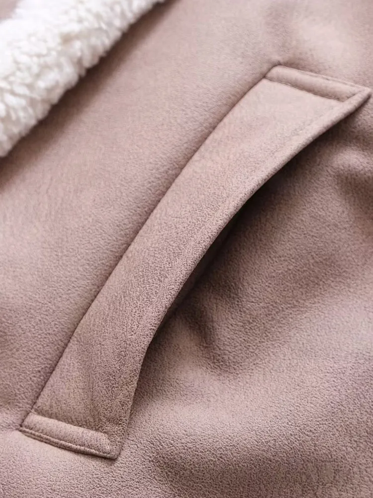 DiYiG Mulheres 2024 Outono e Inverno Nova Moda Quente Longo Casual Gola Jaqueta Chic Rasgado All-match Top Outerwear Mujer