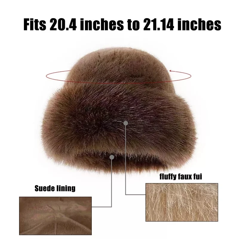 Ladies Winter Solid Faux Fur Fisherman Hats Women Warm Fluffy Plush Bucket Hat Solid Color Solid Cap Outdoor Fashion Headwear