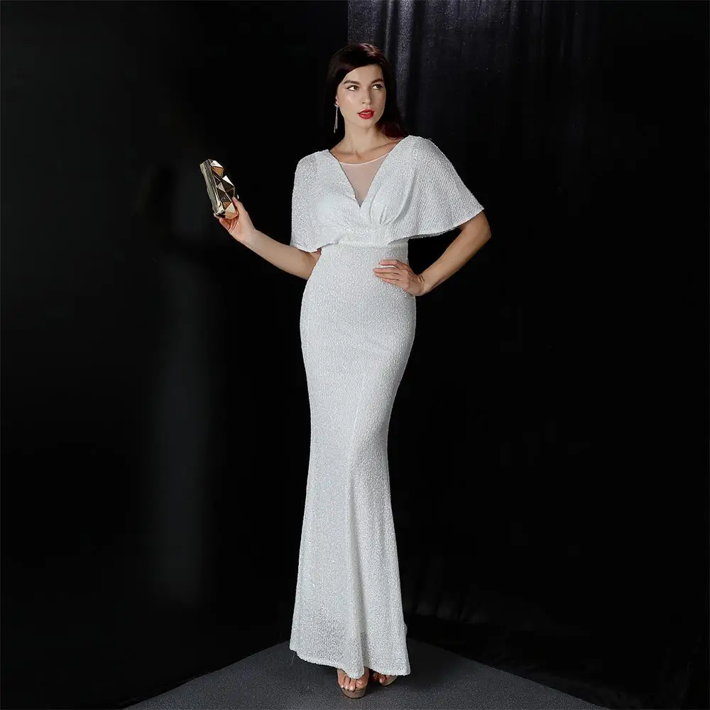 

DSP Elegant Mermaid Cap Sleeves Prom Dresses for Woman Formal Dress for Special Occasions Evening Dress Wedding Party Dresses
