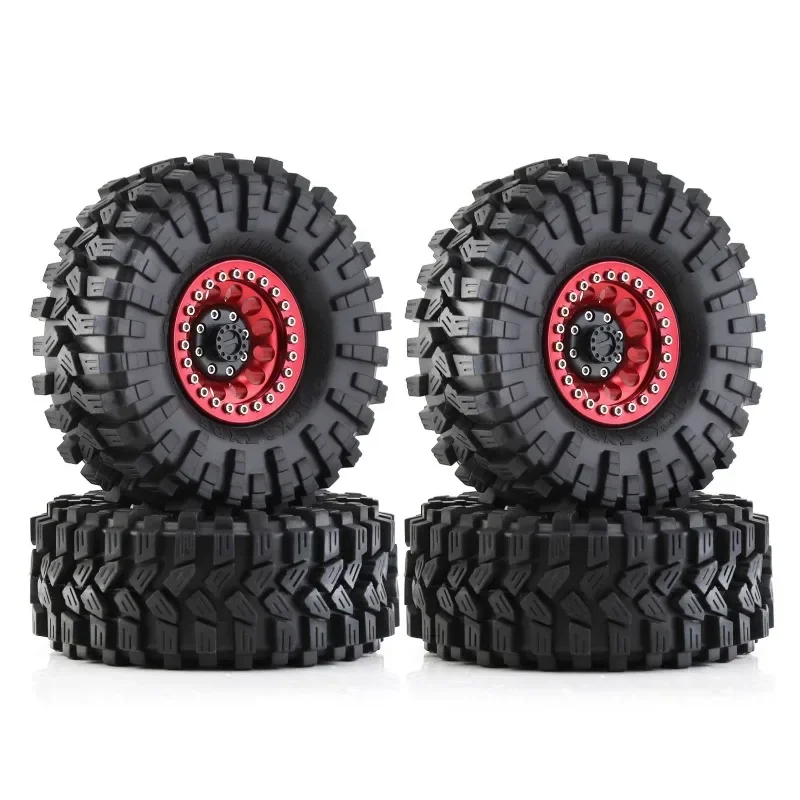 

4pcs 120mm Metal 1.9" Beadlock Wheel Rim Rubber Tire Set for 1/10 RC Crawler Car Trxs TRX4 RC4WD D90 Axial SCX10 II III MST