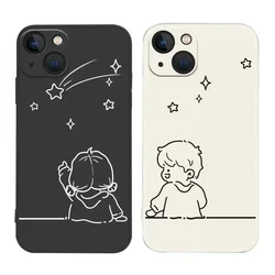 Yung Lady Boy Couple Paired Phone Case for iPhone 16 15 13 12 14 11 Pro Max 13Mini XR 8 Plus SE Lovers Silicon Soft Cover Coques