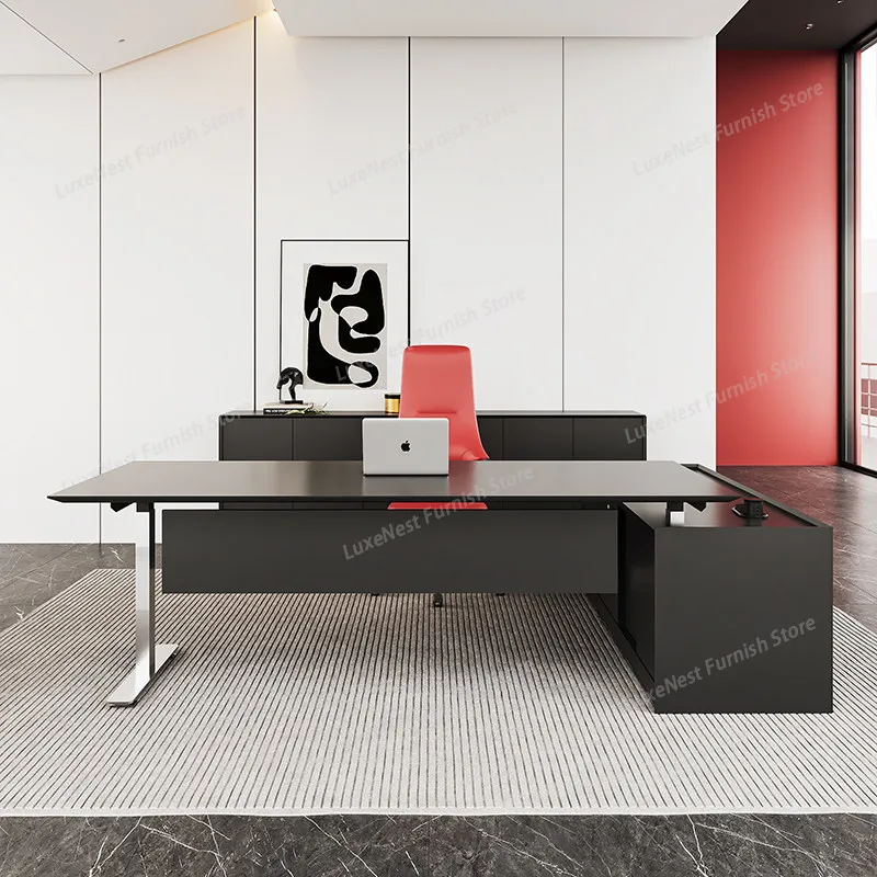Intelligent electric lifting boss desk Modern minimalist design Computer table High-end elegant office table designer furniture