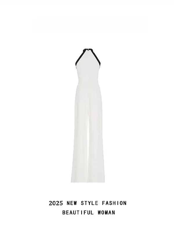 

Lulu Profional Commuter Sister Sle One-Piece oulder Exposure Design Summer Waist-Cinching Ne Hanging Long Pants