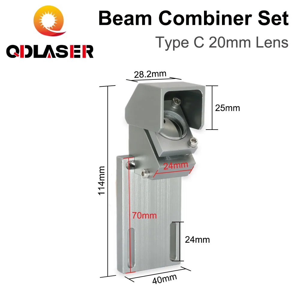 QDLASER Beam Combiner Set Combiner Mount + Beam Combiner (20mm)+Red Pointer for CO2 Laser Engraving Machine