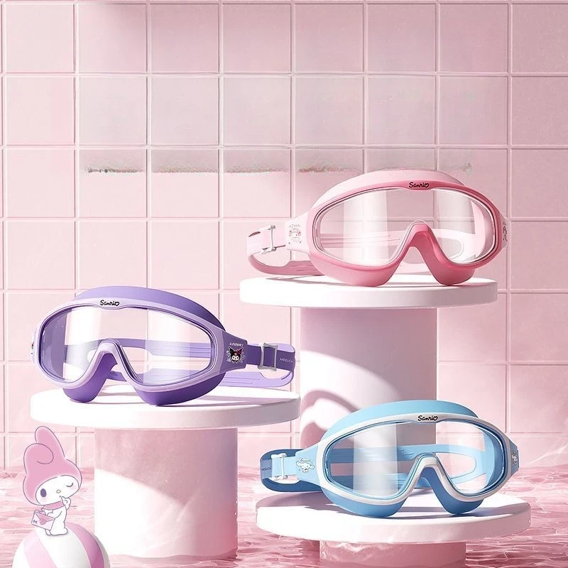 

Anime Cartoon Kawaii Sanrio2026 Kuromi Swimming Goggles Children Swimming Glasses HD Anti-fog Waterproof Goggles Equipment Hat