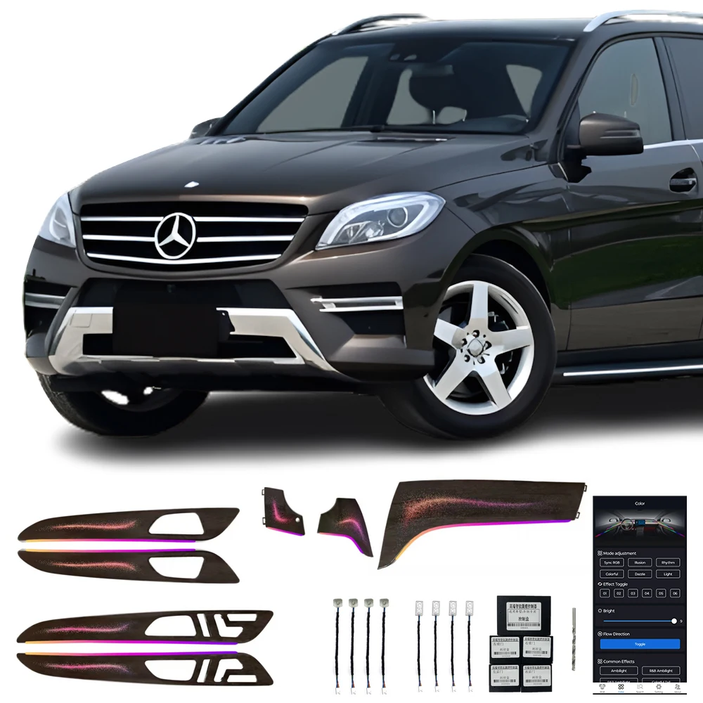 

13-15 BENZ GL Log Grain Ambient Light 12-15 ML 15-19 GLE 16-19 GLS 22 in 1 Car Interior Ambient Light