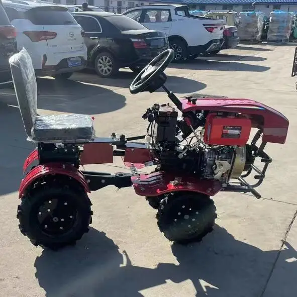 

High power 4-wheel riding rotary tiller garden cultivator farm rice field micro-tiller