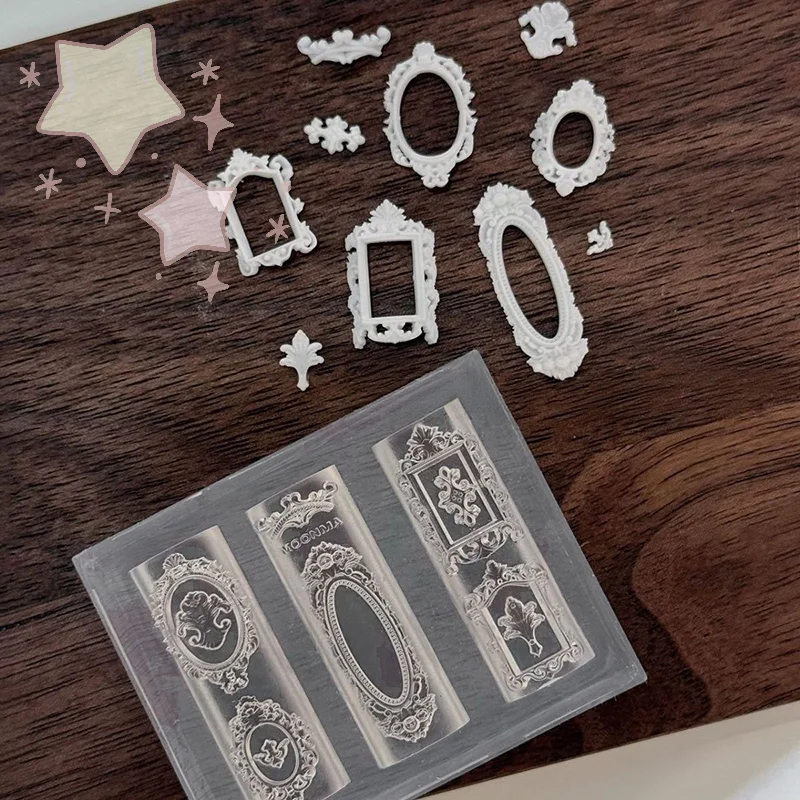 Europese retro fotolijst vorm siliconen nagel mal nagel stempelen nagels voor doe-het-zelf nagelsalon ontwerp stereoscopische manicure art tool