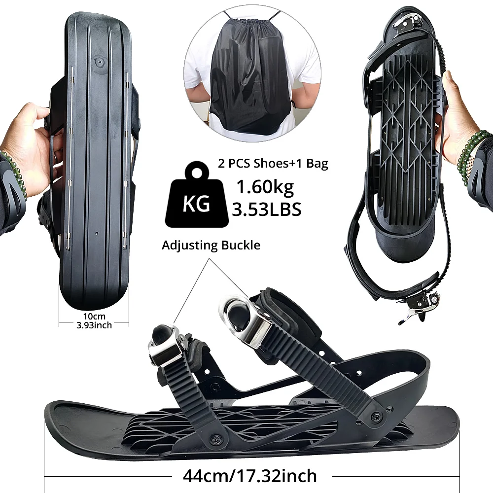 Adults Mini Ski Skates for Snow The Short حذاء تزلج Skiboard Snowblades Adjustable Bindings 스키 Portable Skiing Shoes Snow Board