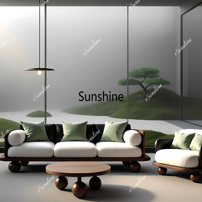 

New Chinese solid wood living room chaise sofa chair simple and modern small apartment