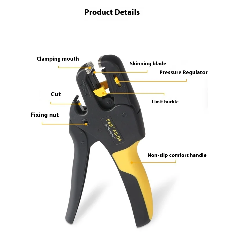 D4 Wire Stripper - Multifunctional Automatic Electrical Stripping Pliers for Cable and Wire Insulation Removal