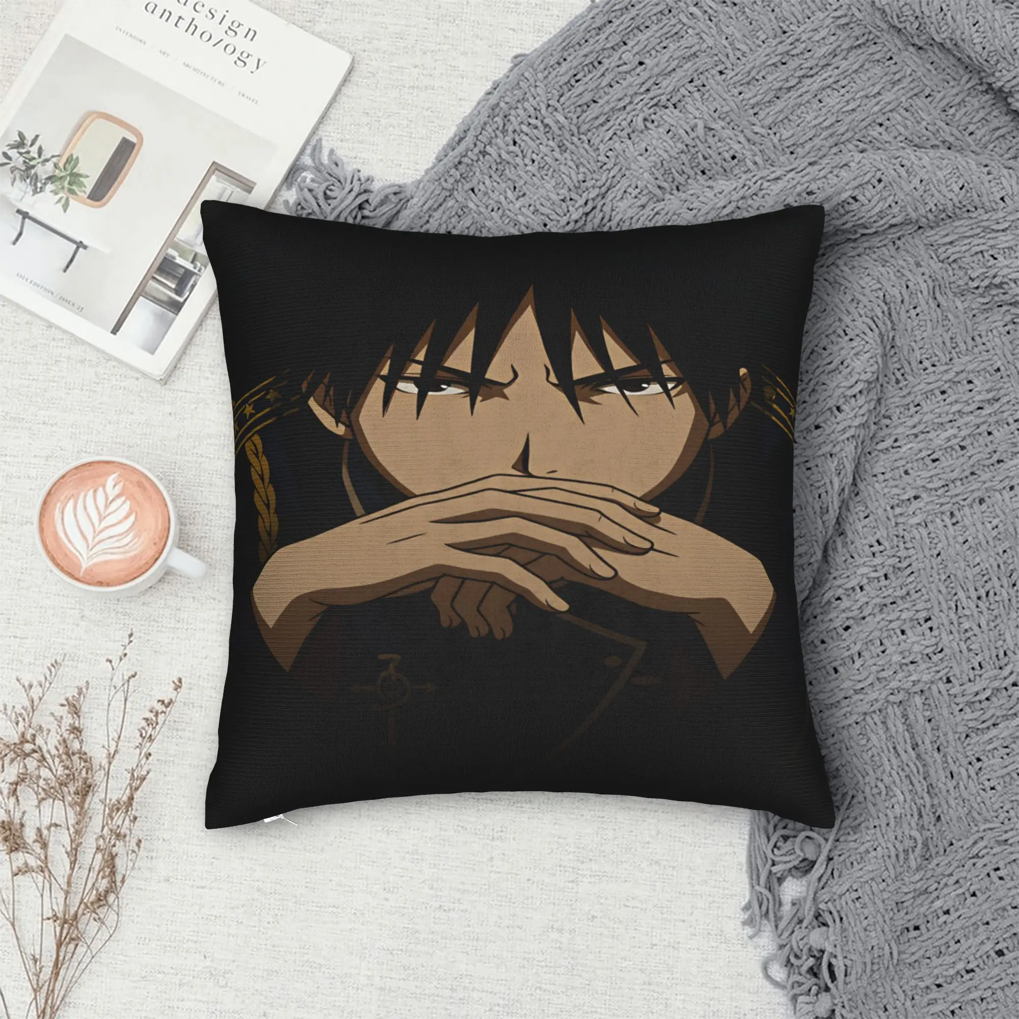Roy Mustang Pillowcases Fullmetal Alchemists Vintage Pillow Case For Sofa Couch Bed Living Room Custom Pillow Cover