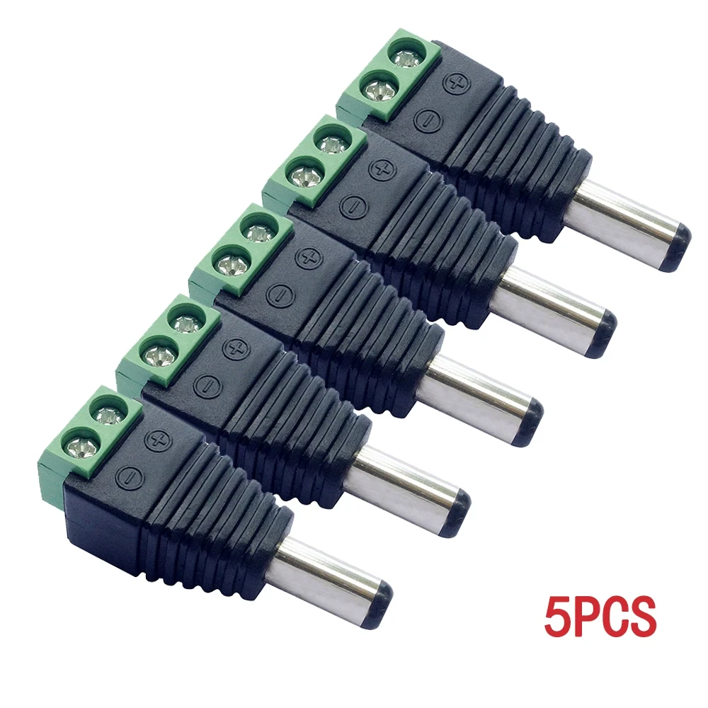 5 Paar Dc 12V Vrouwelijke En Mannelijke Connectoren 5.5X2.1Mm Stekker Adapter Jacks Voor Signaalkleur Led Strip Licht Cctv Camera