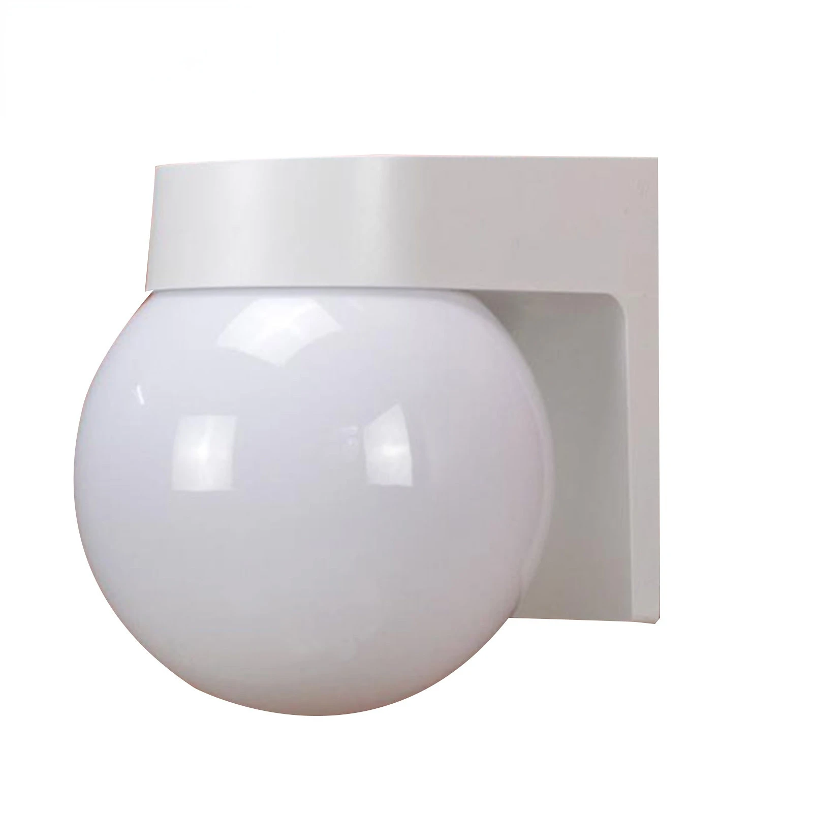 White LED Wall Lamp Modern Loft Villa Outdoor Porch Light Black White PC Base Milky Acrylic Lampshade Ball Outdoor Wall Lights