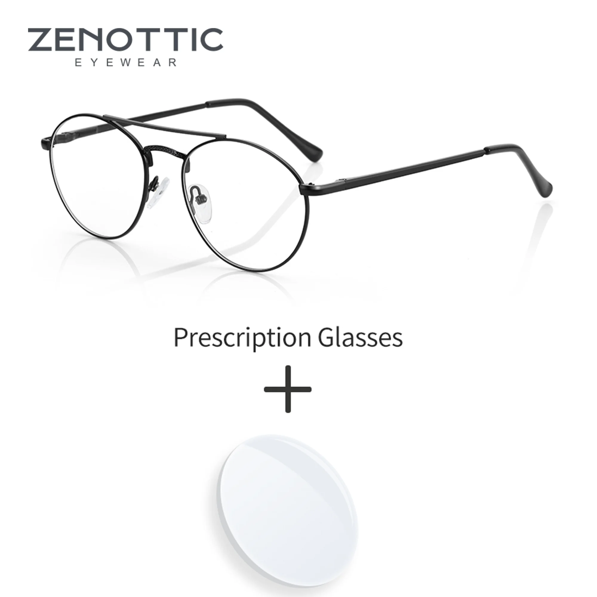 ZENOTTIC Fashion Metal Prescription Glasses Men Classic Pilot Optical  Eyewear Anti Blue Light Photochromic Myopia Eyeglasses