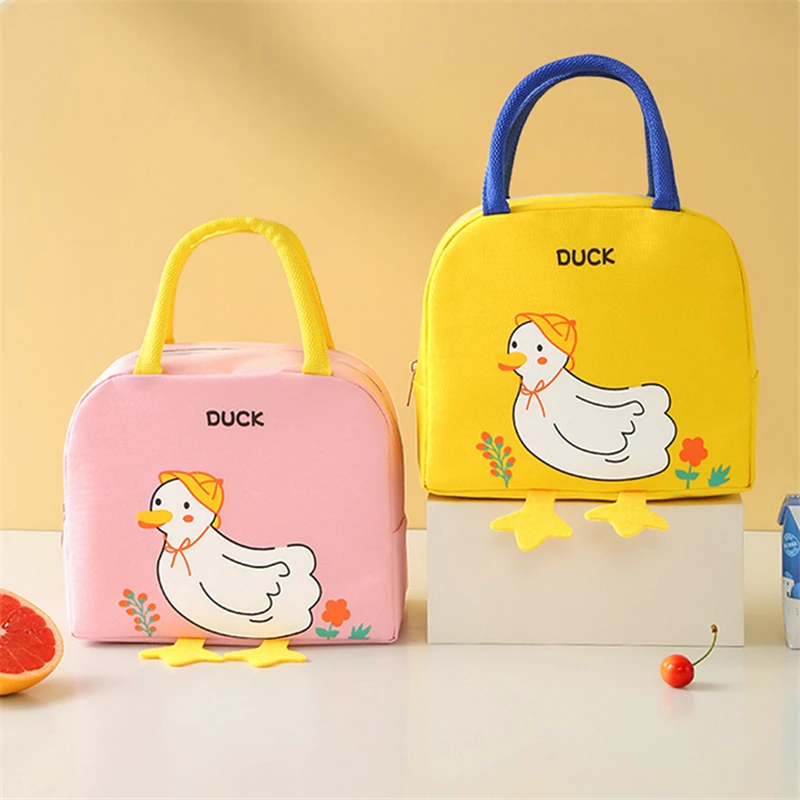 Cartoon Animal Portable Bento Lunch Bag Tote Thermal Food Storage Pouch for Women Kids Picnic Supplies Insulated Cooler Bags