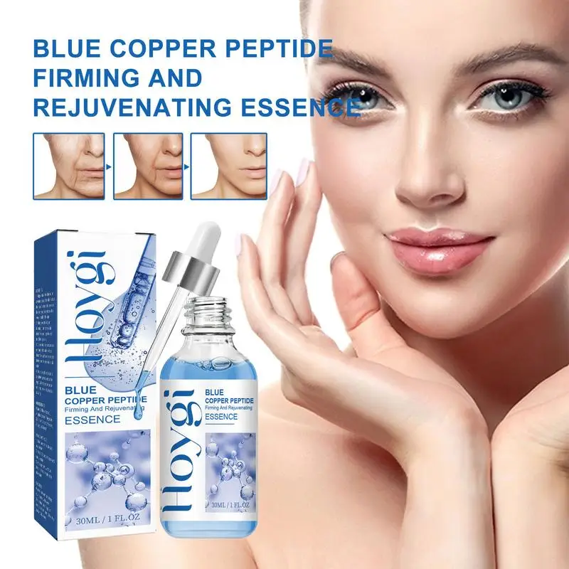 Blue Copper Peptide Serum Lifting Firming Anti-wrinkle Repairs Damaged Skin Face Serum Skin Repairing Tightening Facial Essence