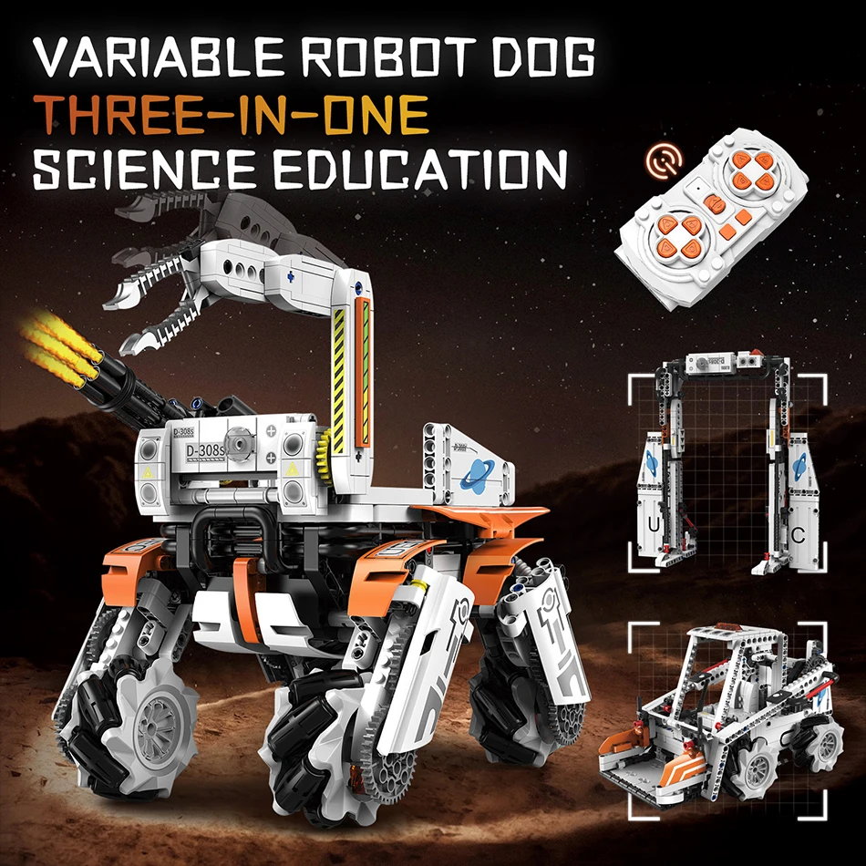 

STEAM Technical 3 IN 1 Transform RC Power Robot Dog Building Blocks Motorized Machine Dog Remote Control Bricks Toys Kids Gifts